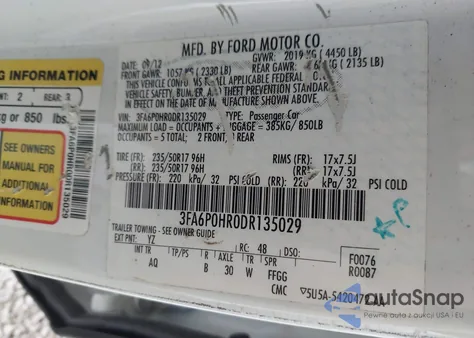 2013 Ford Fusion Se z USA, uszkodzony, nr VIN 3FA6P0HR0DR135029